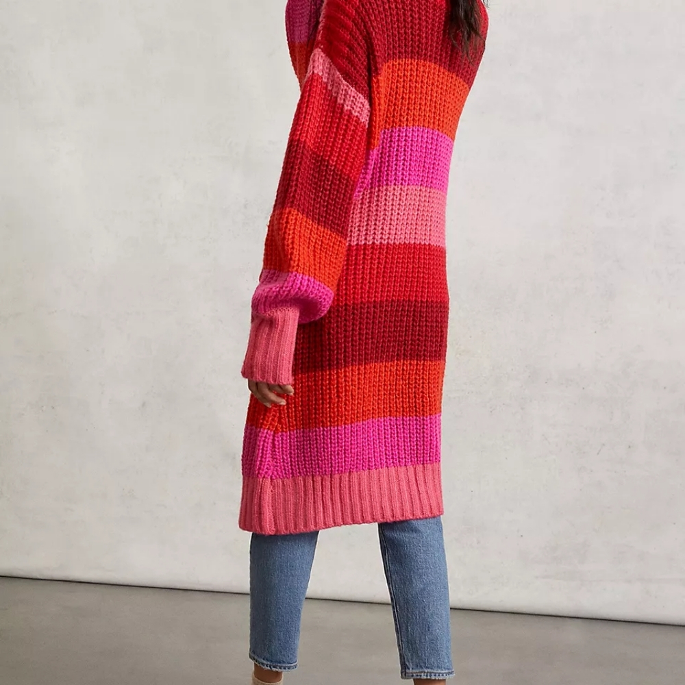 Anthropologie Avery Colorblocked long cardigan sweater
